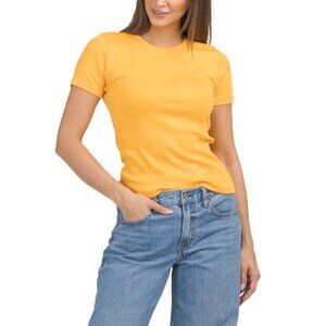 GOLDIE TEE Orange Pima Cotton Variegated Ribbed Tee